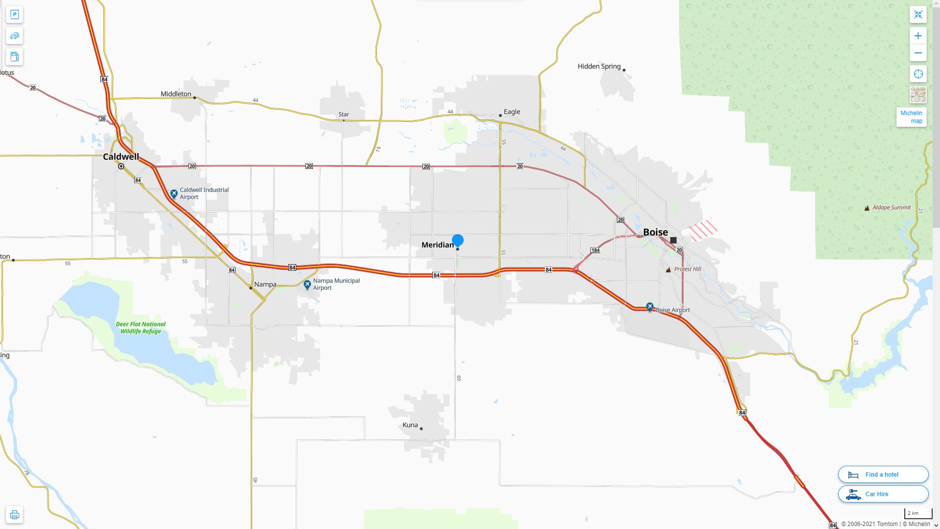 Meridian idaho Highway and Road Map